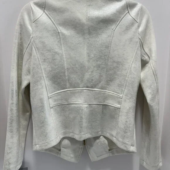 MARC NEW YORK Women's Ivory Silvery Faux Leather Jacket; Size: Small (S) - Picture 4 of 4